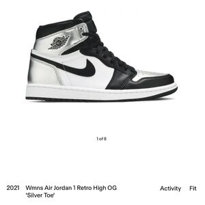 Nike Air Jordan 1 Retro High OG 'Silver Toe' - Black, White, Silver